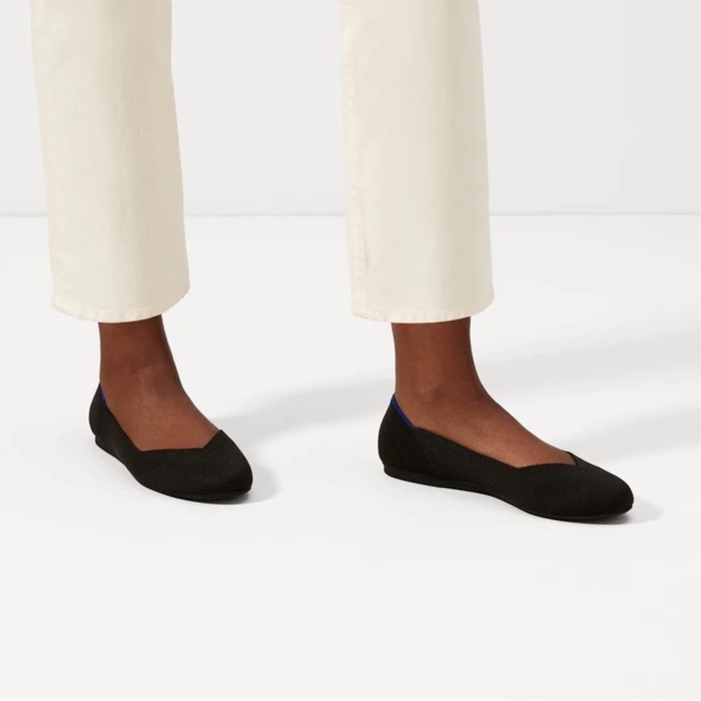 rothy’s black rounded toe knit flats